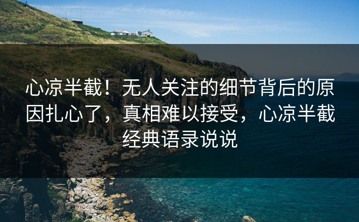 心凉半截！无人关注的细节背后的原因扎心了，真相难以接受，心凉半截经典语录说说